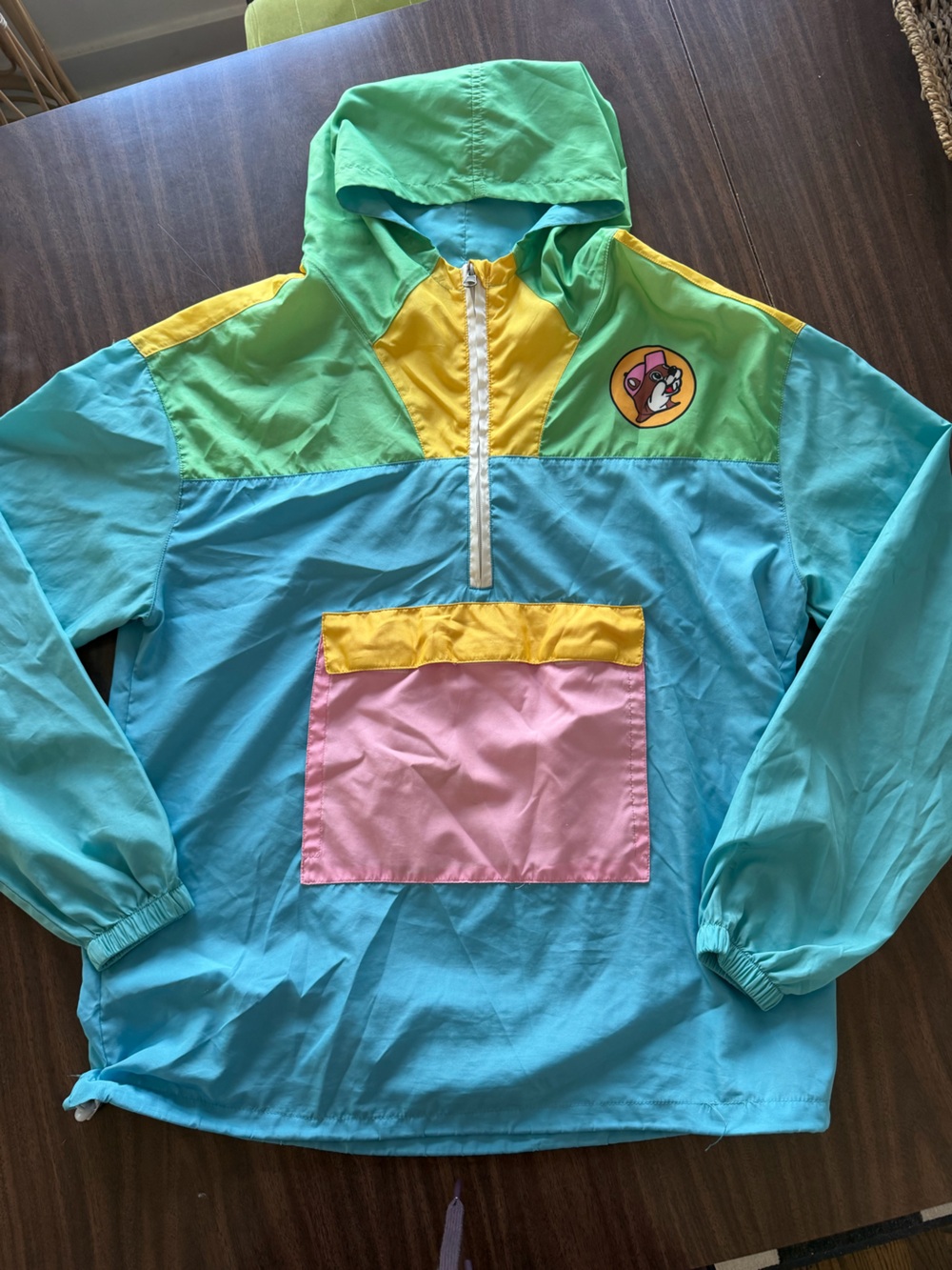 Buc-ee's pastel colorblock windbreaker jacket